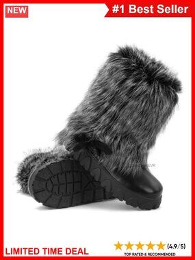 Women's Faux Fur Lined Mid Calf Snow Boots Warm Winter Boots